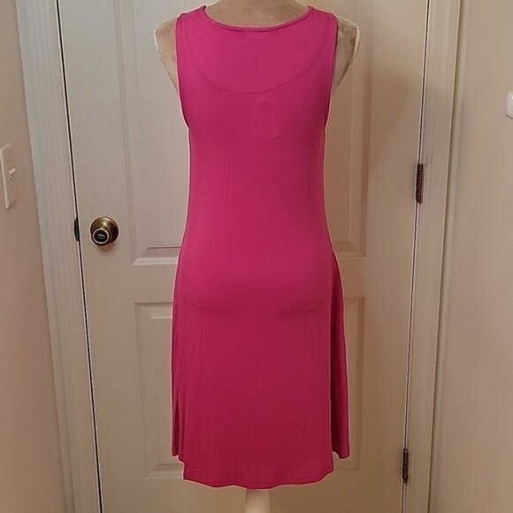 Cupio Womens Bright Pink Sleeveless Casual Summer Dress with Pockets Size S NWT - Picture 4 of 7